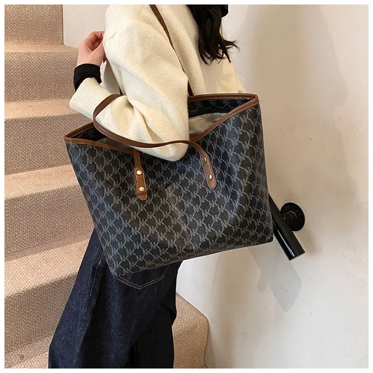 Women's 2025 Textured Shoulder Bag with Gold Plated Handles — feature 31