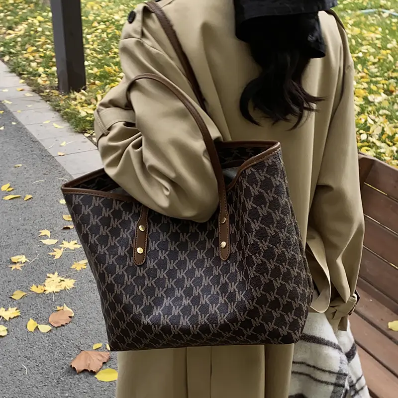 Women's 2025 Textured Shoulder Bag with Gold Plated Handles - Image 2