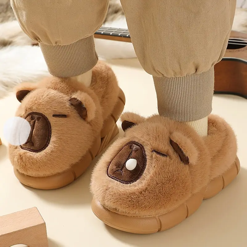 Kapibala Children's Cotton Slippers Girls Boys Cute Cartoon Indoor Warm Home Parent-child Wool Slippers Winter