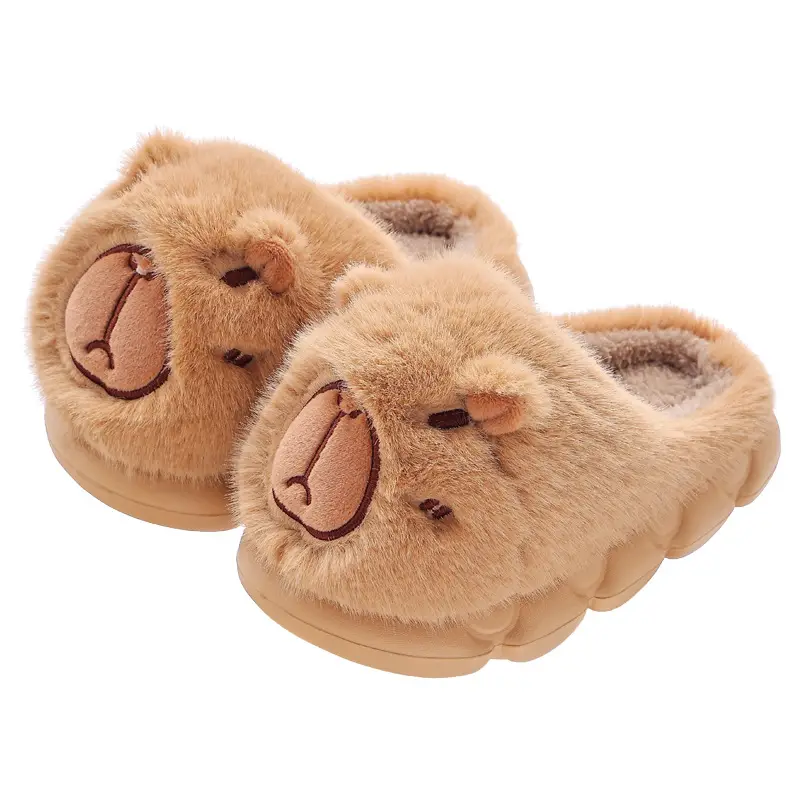 Kapibala Children's Cotton Slippers Girls Boys Cute Cartoon Indoor Warm Home Parent-child Wool Slippers Winter