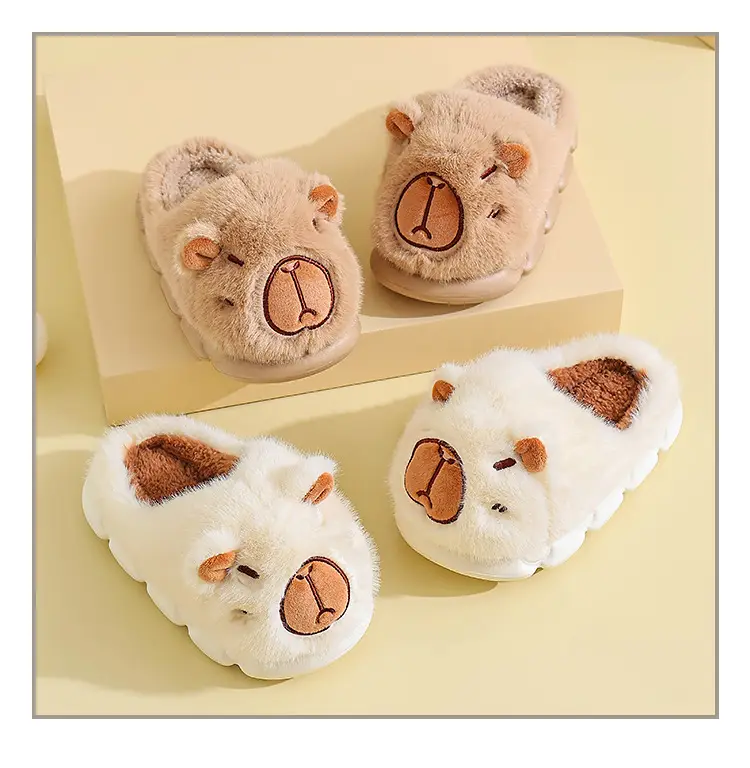 Kapibala Children's Cotton Slippers Girls Boys Cute Cartoon Indoor Warm Home Parent-child Wool Slippers Winter — feature 15