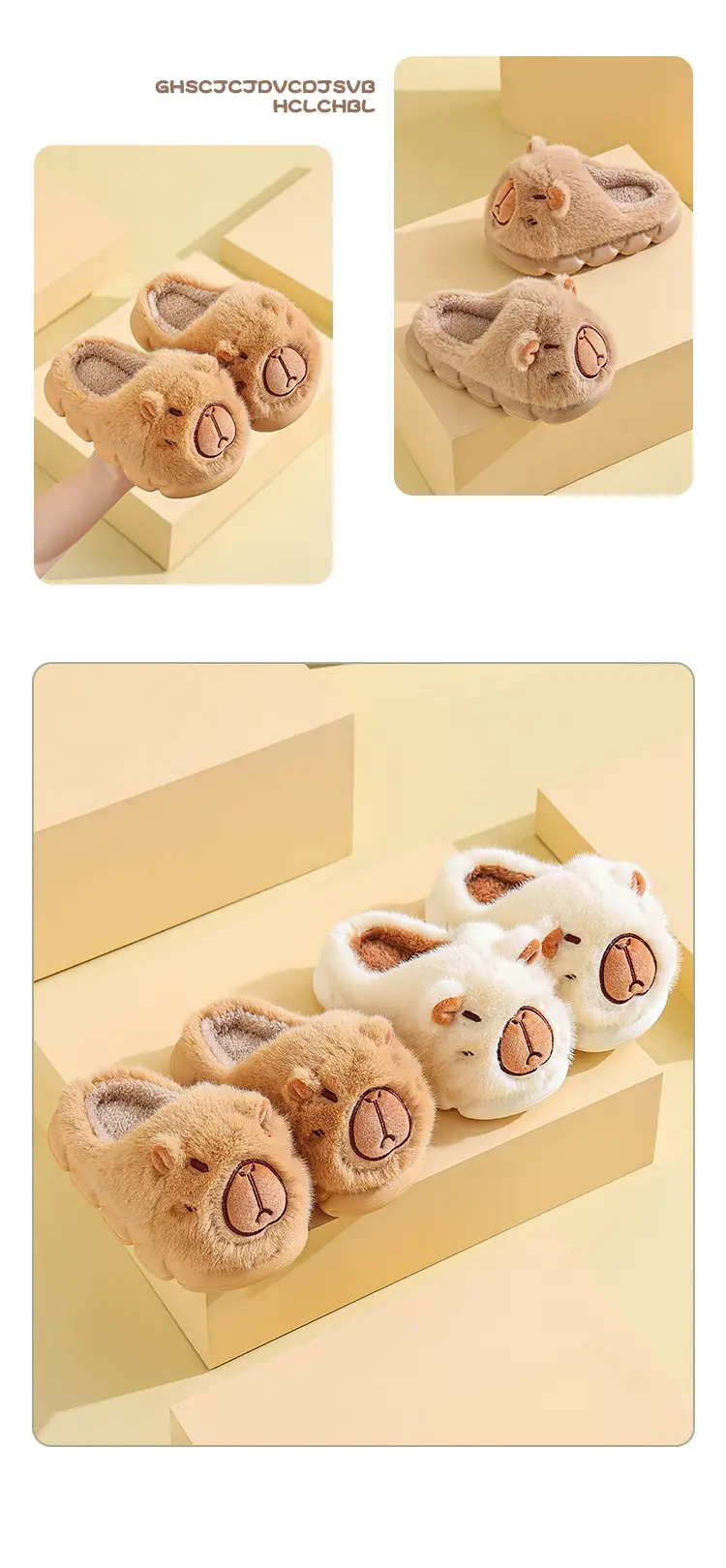 Kapibala Children's Cotton Slippers Girls Boys Cute Cartoon Indoor Warm Home Parent-child Wool Slippers Winter — feature 16