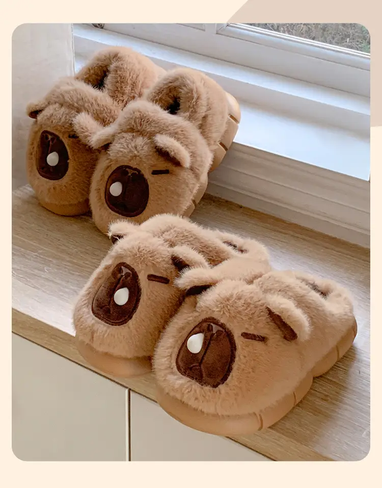 Kapibala Children's Cotton Slippers Girls Boys Cute Cartoon Indoor Warm Home Parent-child Wool Slippers Winter — feature 27