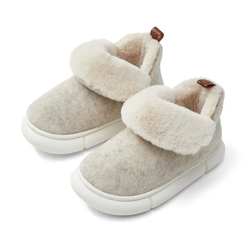 Premium Cotton Slippers for Women, Winter Indoor Home Plush Slippers with Heel Cover, Elderly Cotton Shoes for Men, Outdoor Non-Slip Furry Warm Children's Slippers - Image 9