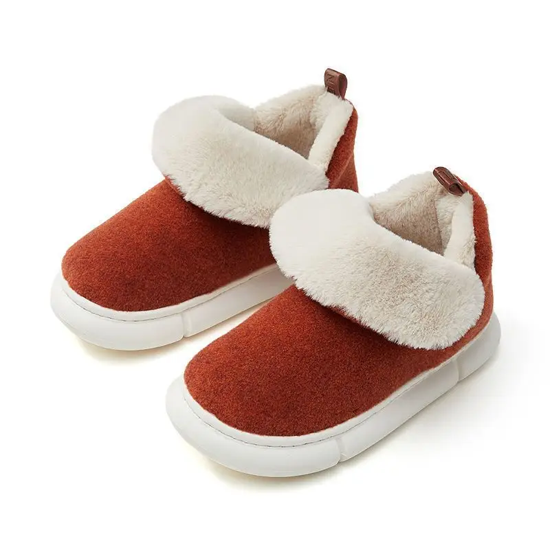 Premium Cotton Slippers for Women, Winter Indoor Home Plush Slippers with Heel Cover, Elderly Cotton Shoes for Men, Outdoor Non-Slip Furry Warm Children's Slippers - Image 2