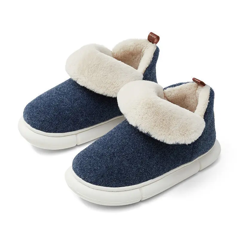 Premium Cotton Slippers for Women, Winter Indoor Home Plush Slippers with Heel Cover, Elderly Cotton Shoes for Men, Outdoor Non-Slip Furry Warm Children's Slippers - Image 3