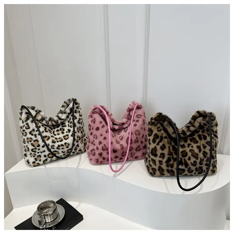 Leopard Print Fluffy Shoulder Commuter Tote Bag Large Capacity — feature 16