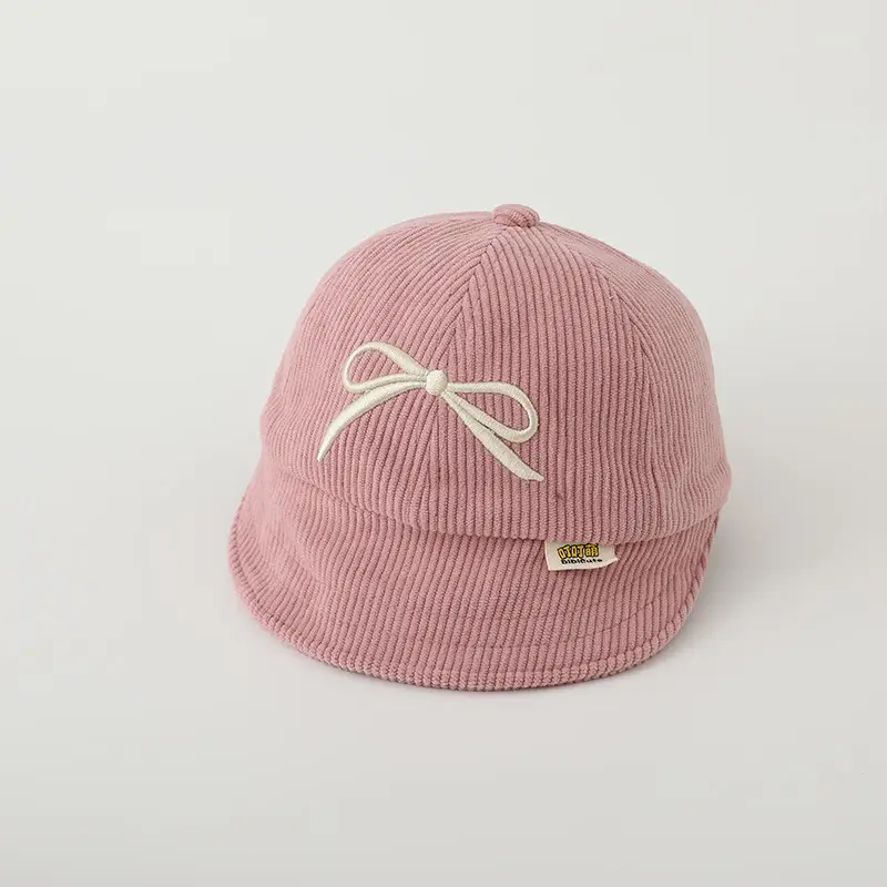 Pink Embroidered Bow Baby Cap for Girls — feature 10