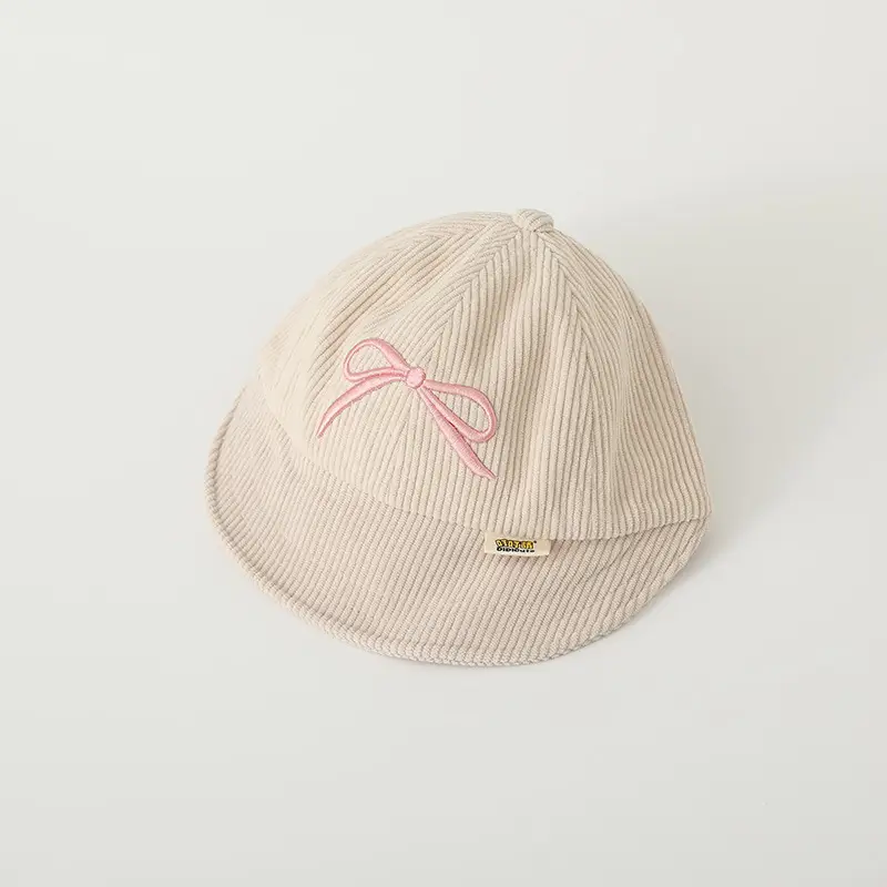 Pink Embroidered Bow Baby Cap for Girls — feature 13