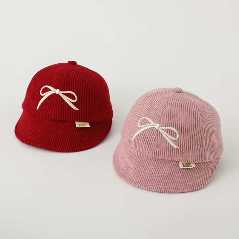 Pink Embroidered Bow Baby Cap for Girls — feature 4