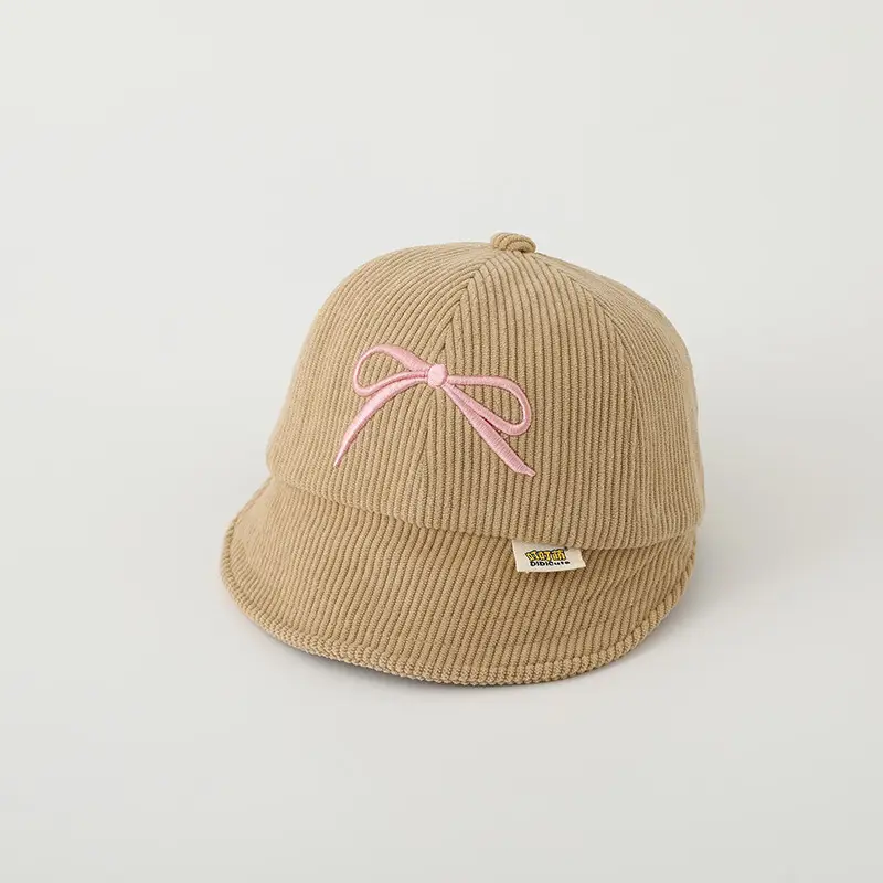 Pink Embroidered Bow Baby Cap for Girls — feature 7