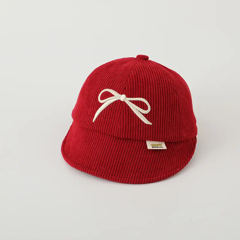 Pink Embroidered Bow Baby Cap for Girls — feature 9