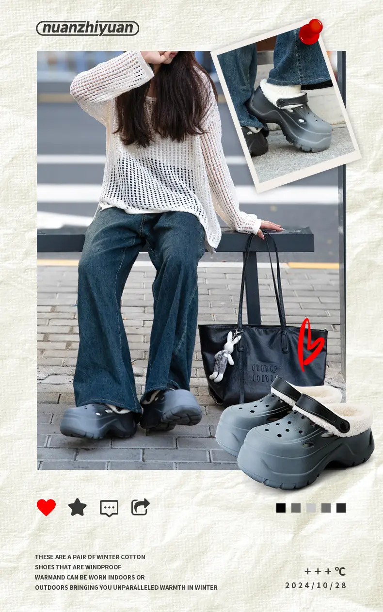 Women's Fleece Lined Hole Shoes Winter Warm Slippers — feature 1
