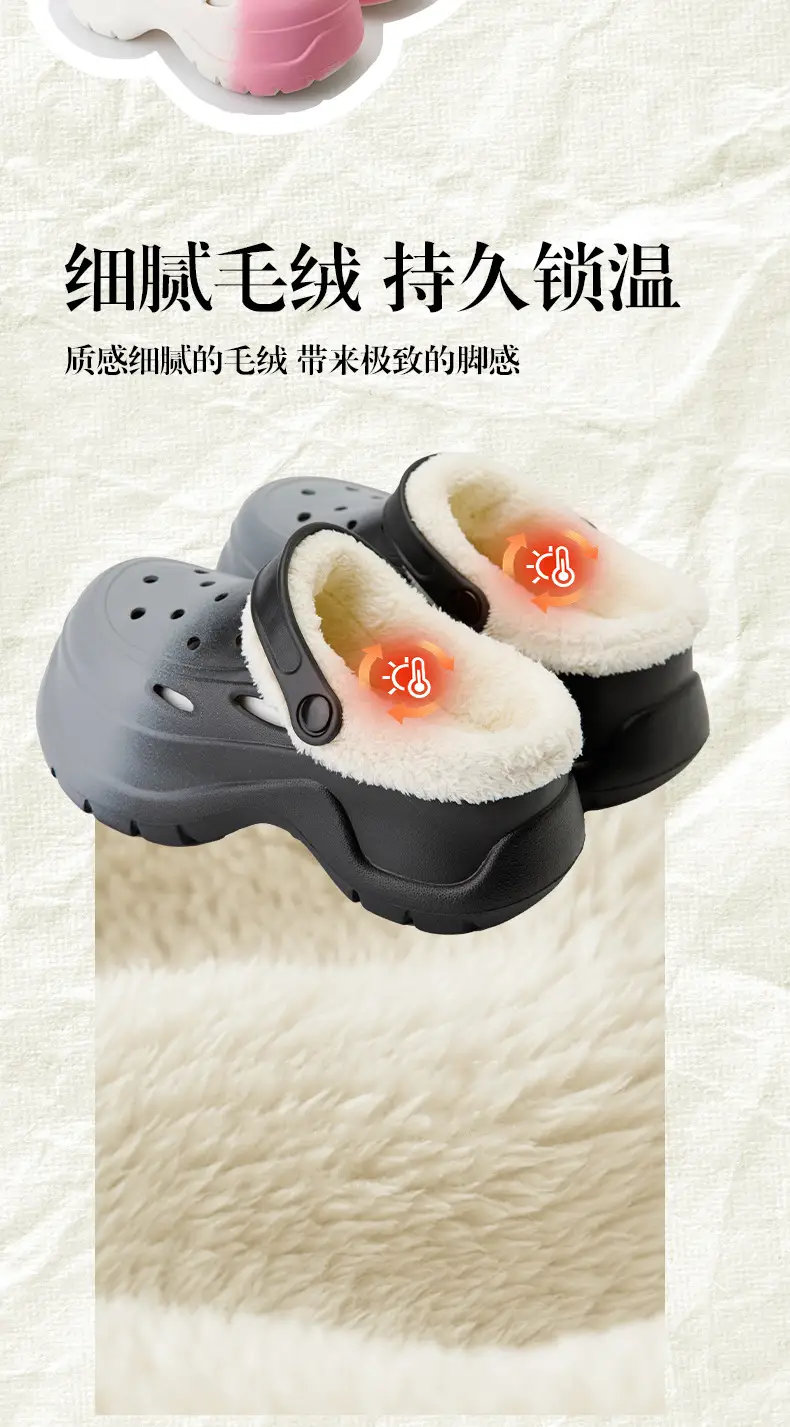 Women's Fleece Lined Hole Shoes Winter Warm Slippers — feature 4