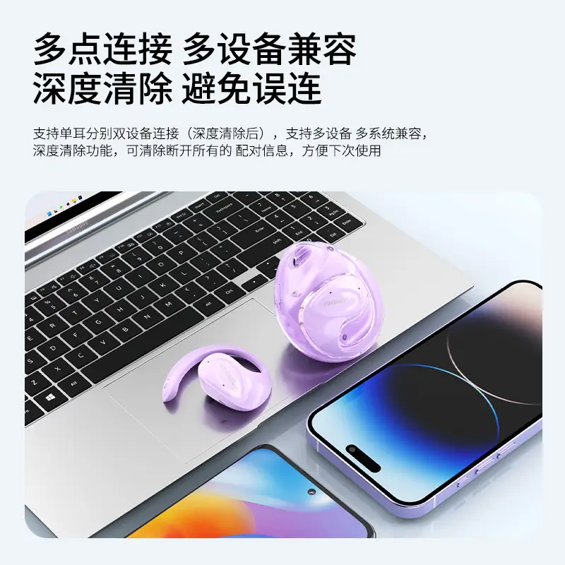 Pink Wireless Bluetooth Ear Hooks for Sports - Image 7