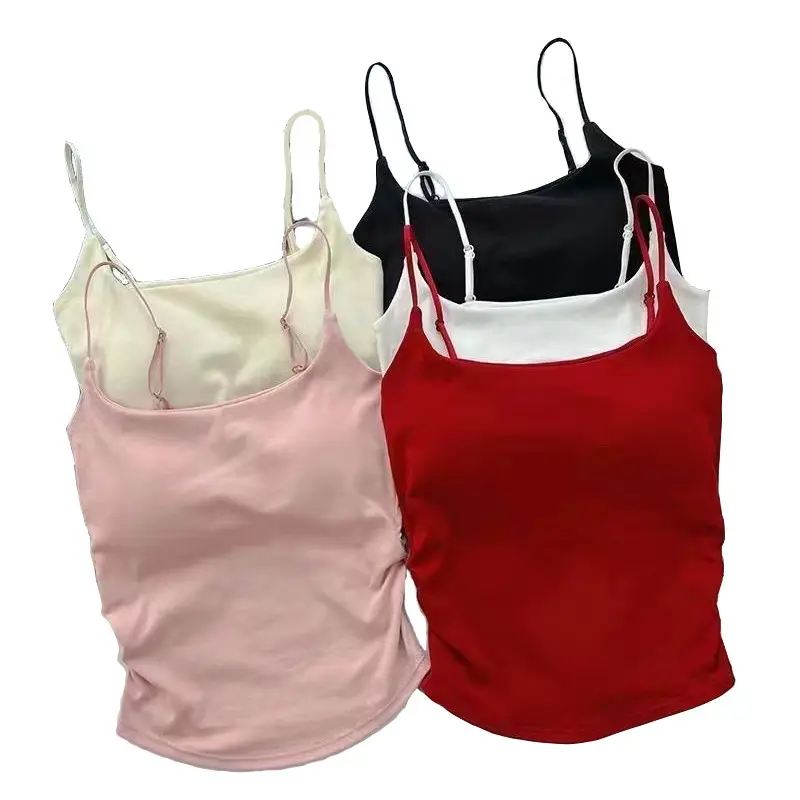 Sexy All-match Camisole Women's Chest Pad Spice Girls Slim-fit Slimming Base Inner Wearing Outer Wearing Design Top Women