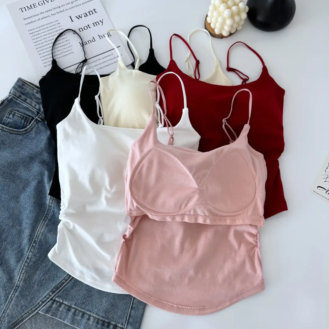Sexy All-match Camisole Women's Chest Pad Spice Girls Slim-fit Slimming Base Inner Wearing Outer Wearing Design Top Women — feature 1