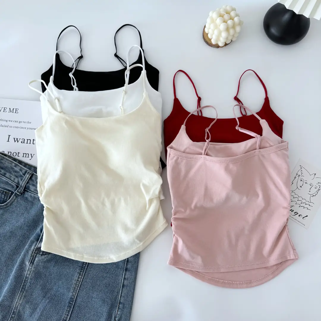 Sexy All-match Camisole Women's Chest Pad Spice Girls Slim-fit Slimming Base Inner Wearing Outer Wearing Design Top Women — feature 11