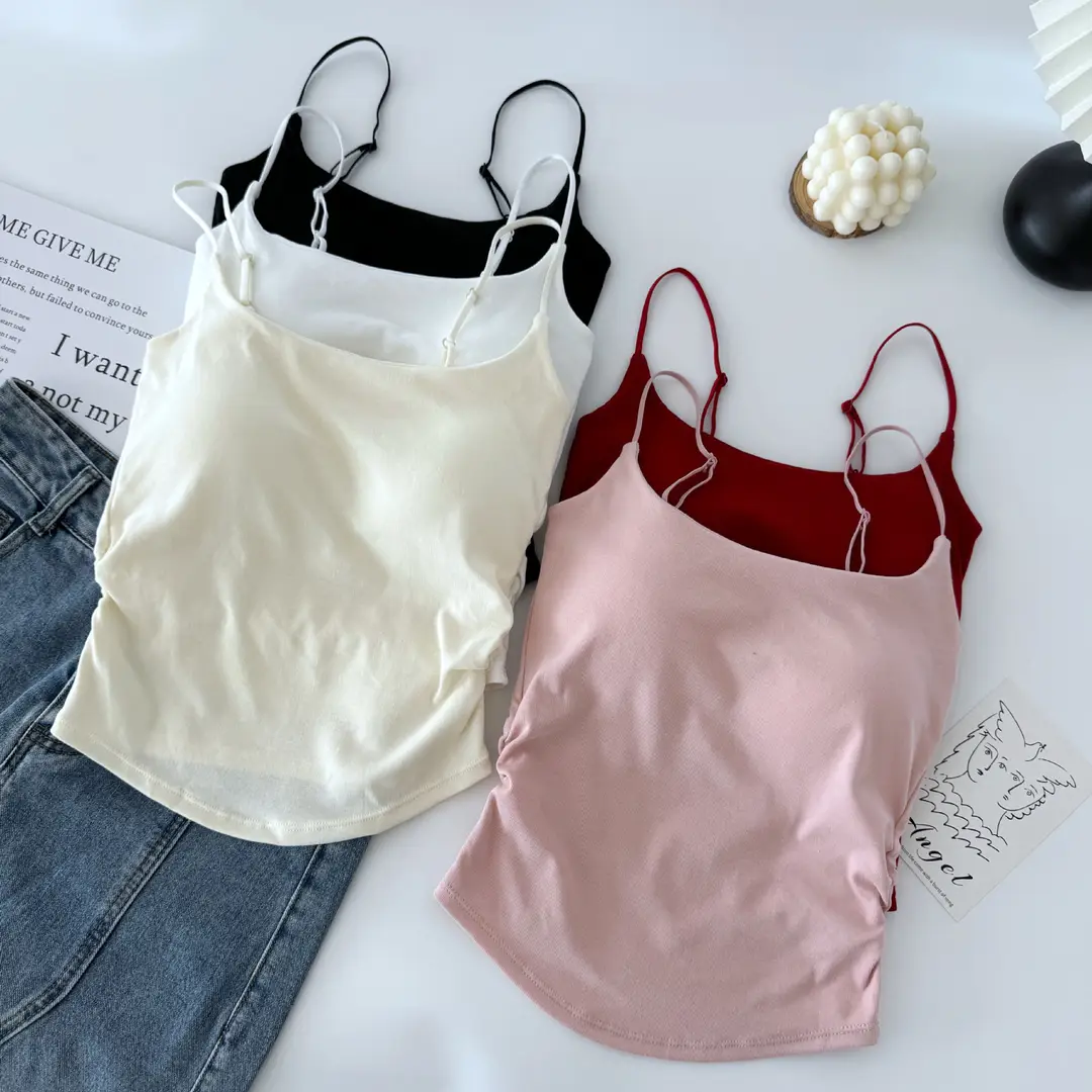 Sexy All-match Camisole Women's Chest Pad Spice Girls Slim-fit Slimming Base Inner Wearing Outer Wearing Design Top Women — feature 13