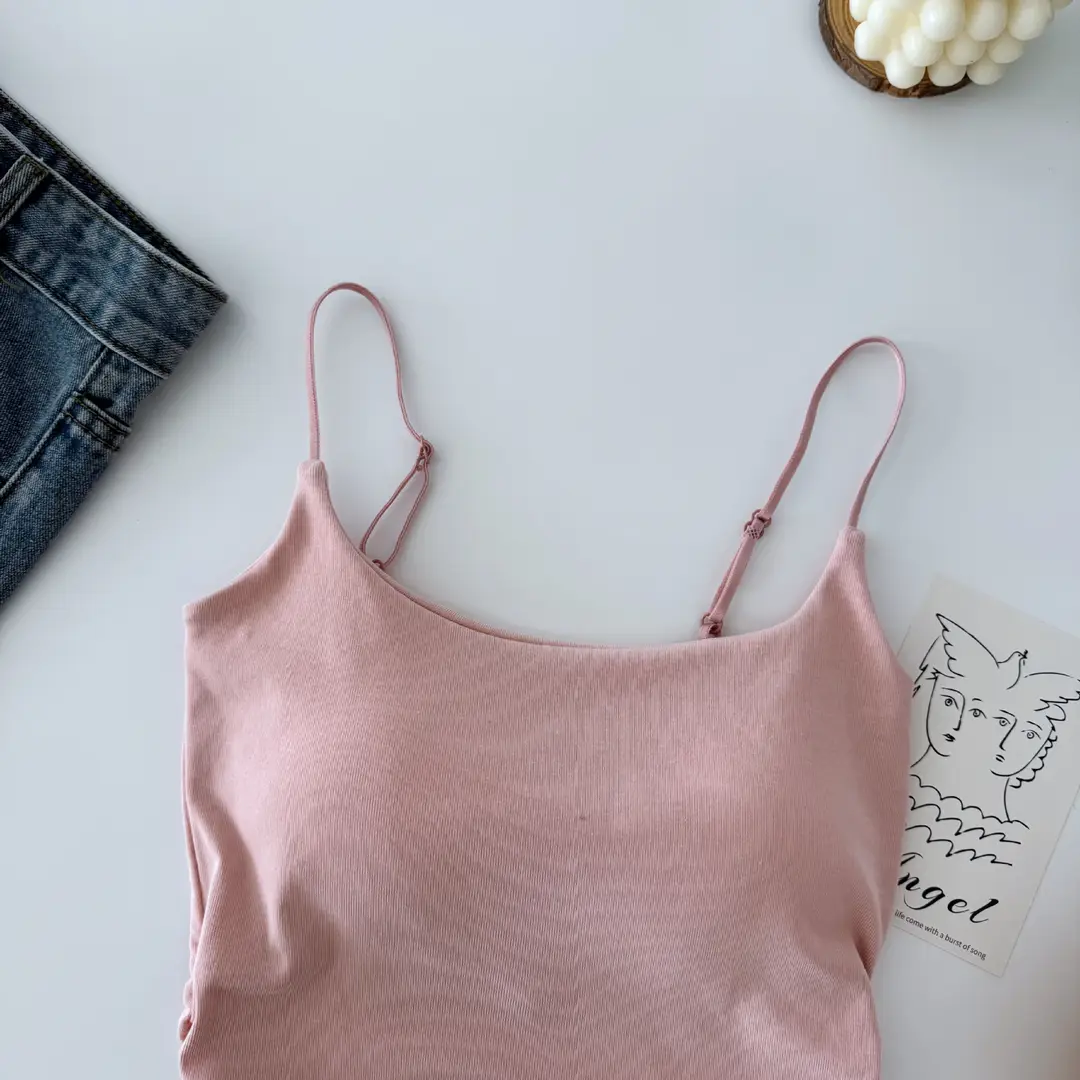 Sexy All-match Camisole Women's Chest Pad Spice Girls Slim-fit Slimming Base Inner Wearing Outer Wearing Design Top Women — feature 15
