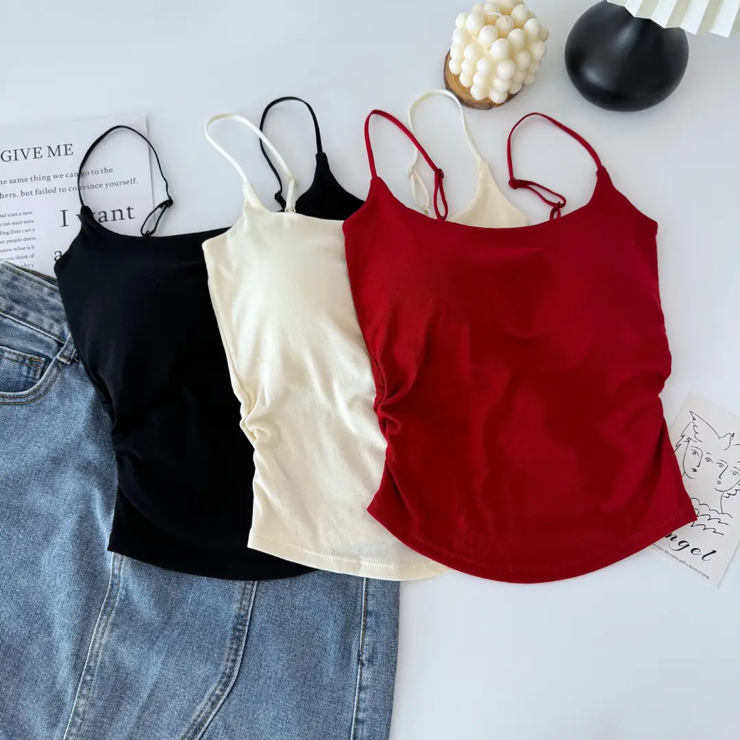 Sexy All-match Camisole Women's Chest Pad Spice Girls Slim-fit Slimming Base Inner Wearing Outer Wearing Design Top Women — feature 2