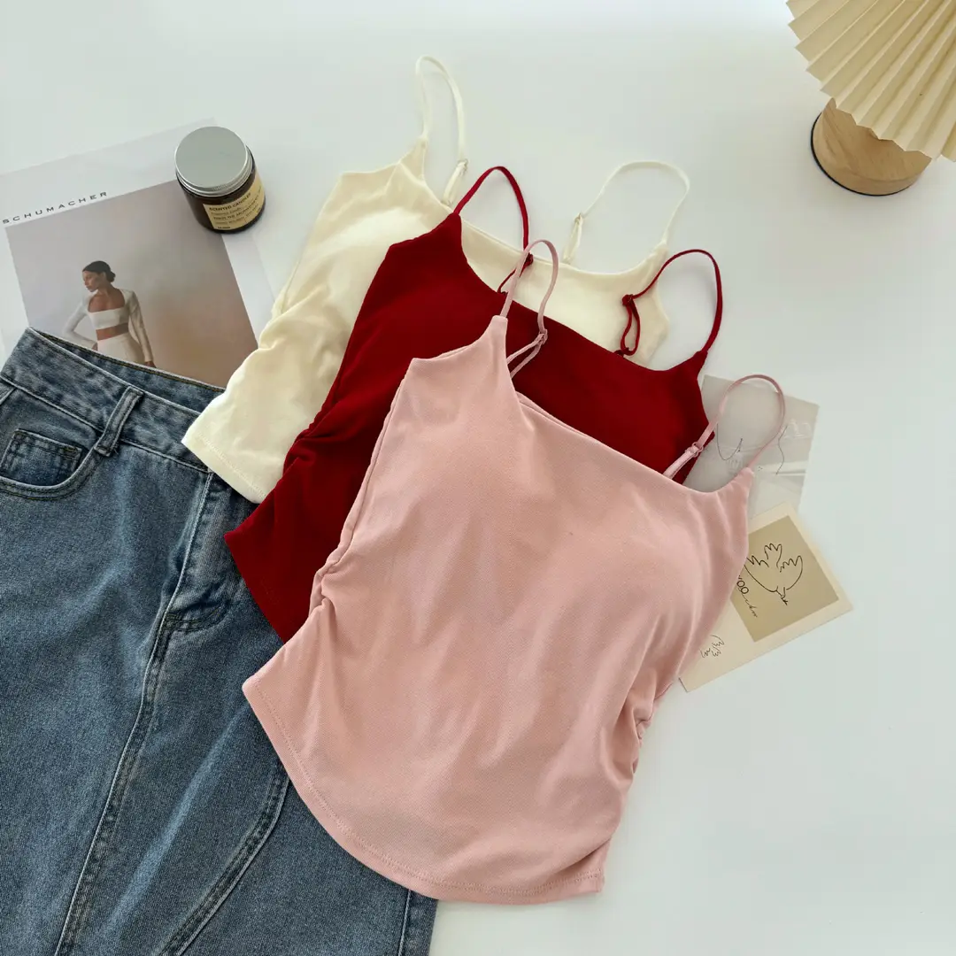 Sexy All-match Camisole Women's Chest Pad Spice Girls Slim-fit Slimming Base Inner Wearing Outer Wearing Design Top Women — feature 26