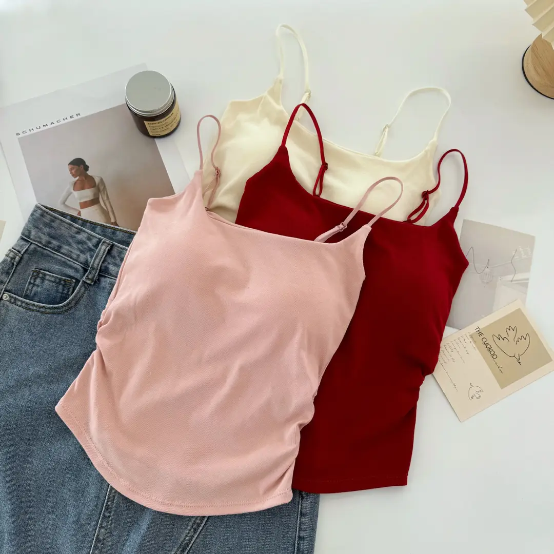 Sexy All-match Camisole Women's Chest Pad Spice Girls Slim-fit Slimming Base Inner Wearing Outer Wearing Design Top Women — feature 27