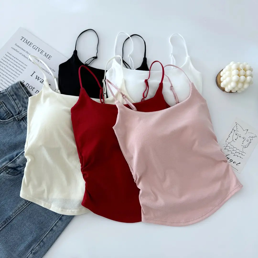 Sexy All-match Camisole Women's Chest Pad Spice Girls Slim-fit Slimming Base Inner Wearing Outer Wearing Design Top Women — feature 28