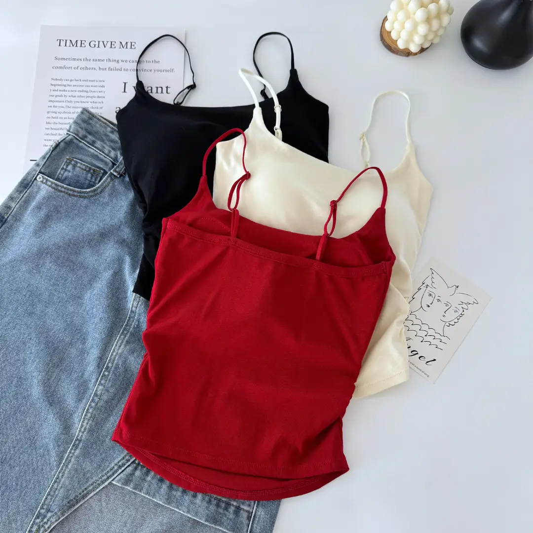 Sexy All-match Camisole Women's Chest Pad Spice Girls Slim-fit Slimming Base Inner Wearing Outer Wearing Design Top Women — feature 3