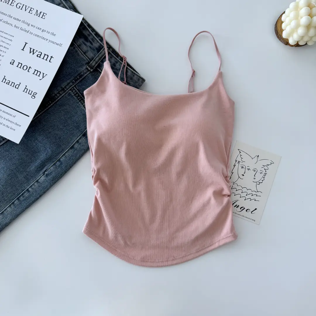 Sexy All-match Camisole Women's Chest Pad Spice Girls Slim-fit Slimming Base Inner Wearing Outer Wearing Design Top Women — feature 30
