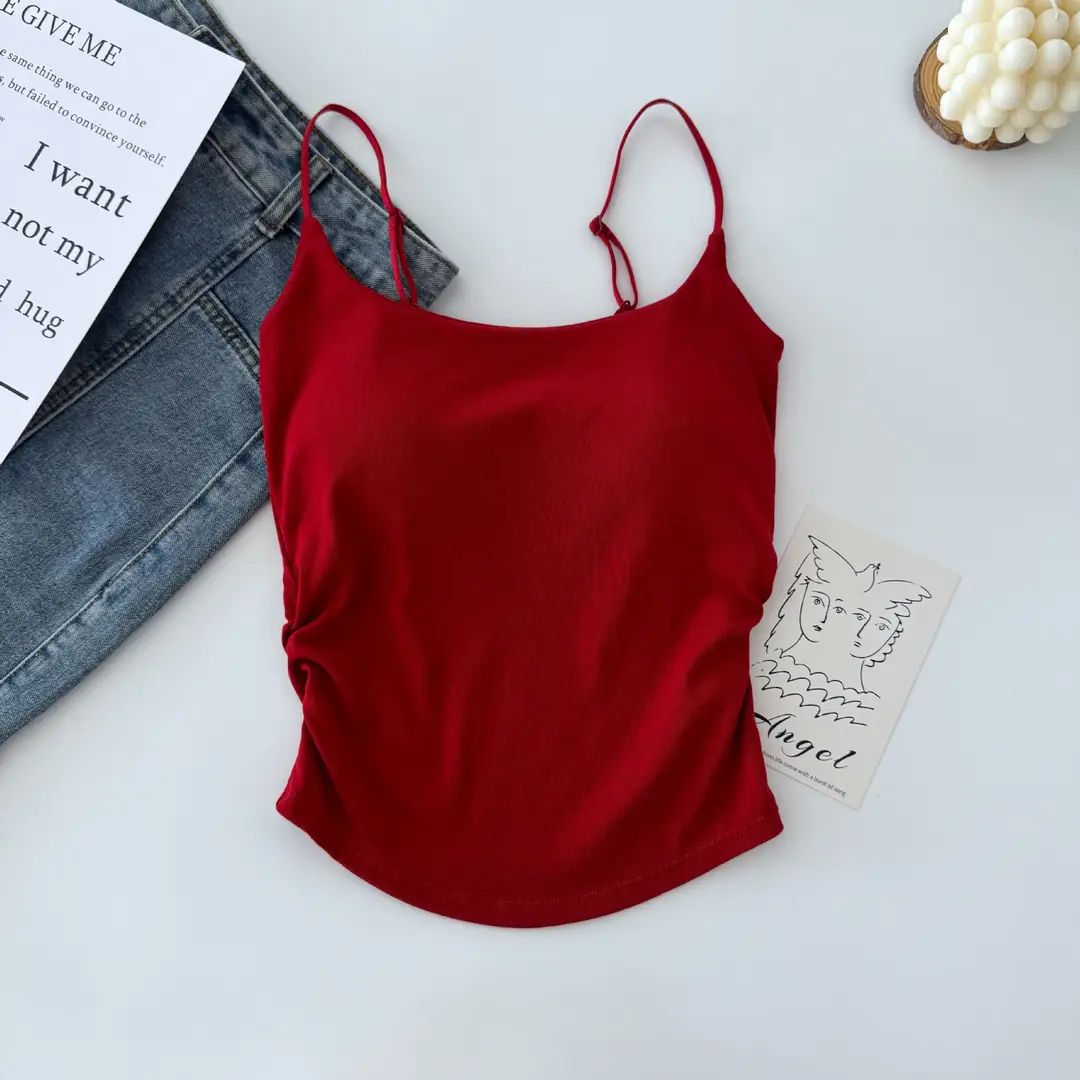 Sexy All-match Camisole Women's Chest Pad Spice Girls Slim-fit Slimming Base Inner Wearing Outer Wearing Design Top Women — feature 31