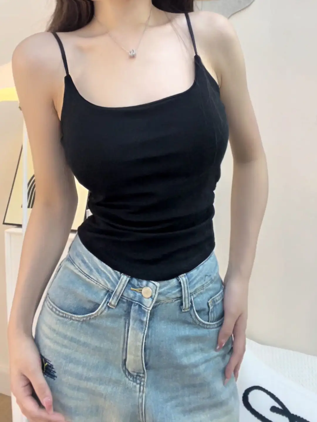 Sexy All-match Camisole Women's Chest Pad Spice Girls Slim-fit Slimming Base Inner Wearing Outer Wearing Design Top Women