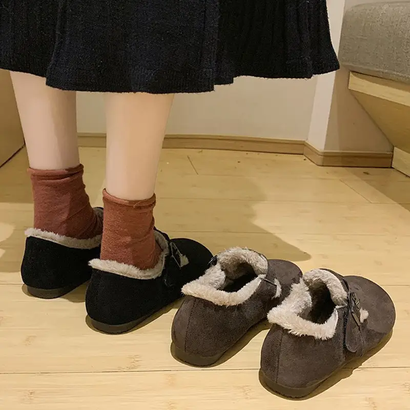 Women Fleece Lined Short Snow Boots Brown Winter - Image 4