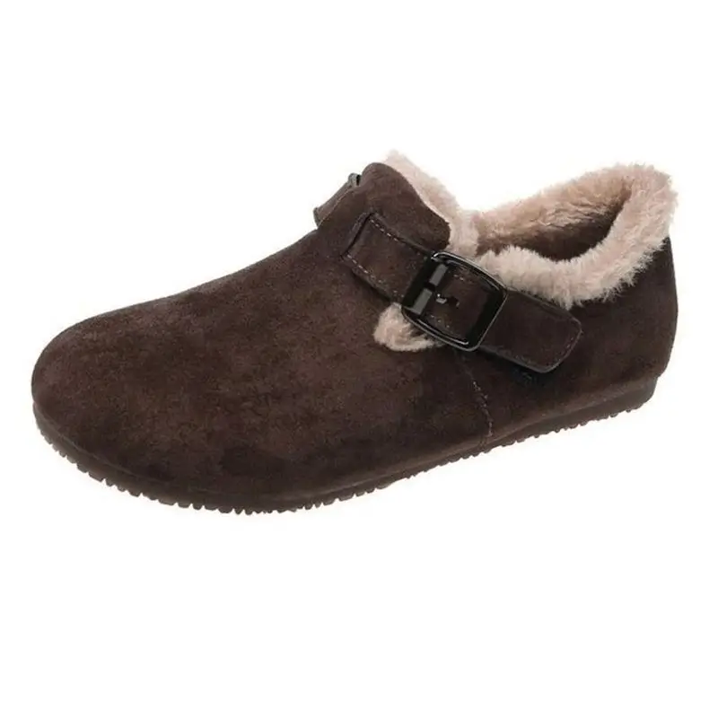 Women Fleece Lined Short Snow Boots Brown Winter - Image 7