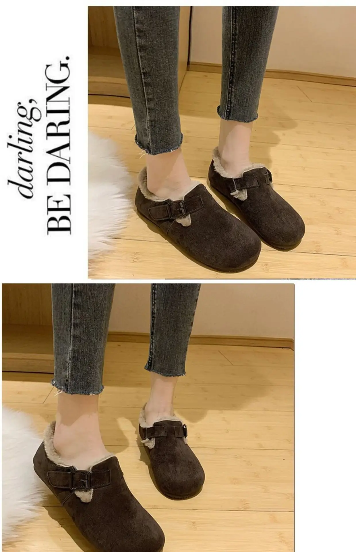Women Fleece Lined Short Snow Boots Brown Winter — feature 23