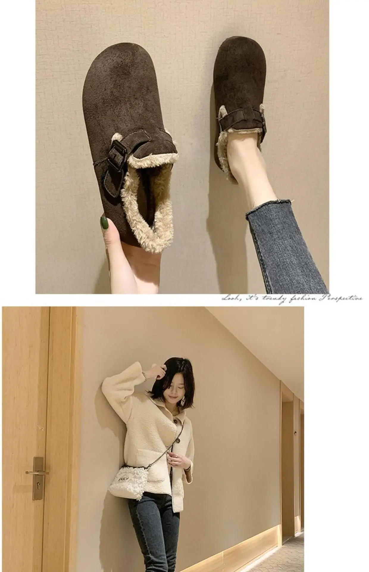 Women Fleece Lined Short Snow Boots Brown Winter — feature 25