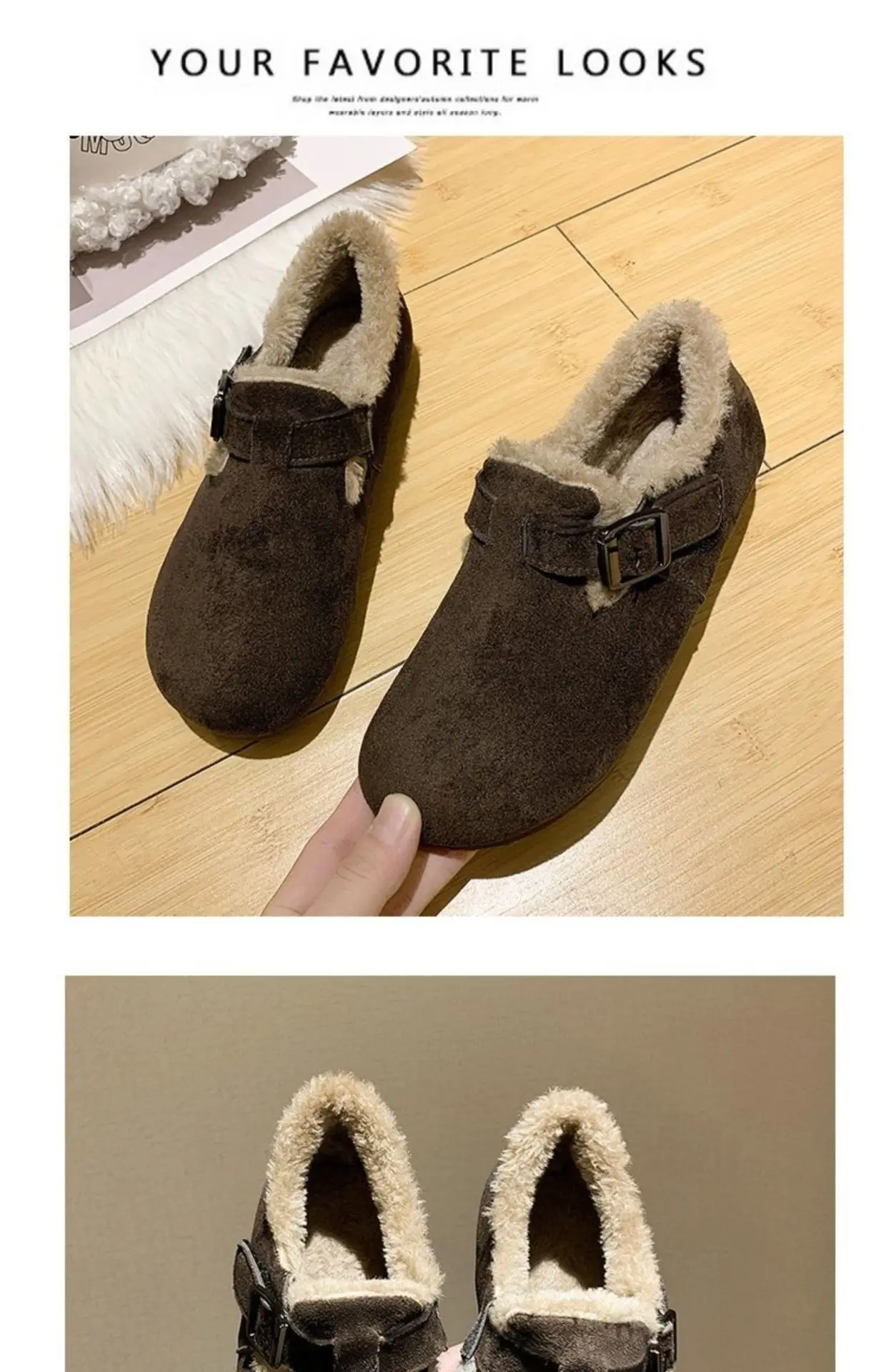Women Fleece Lined Short Snow Boots Brown Winter — feature 29