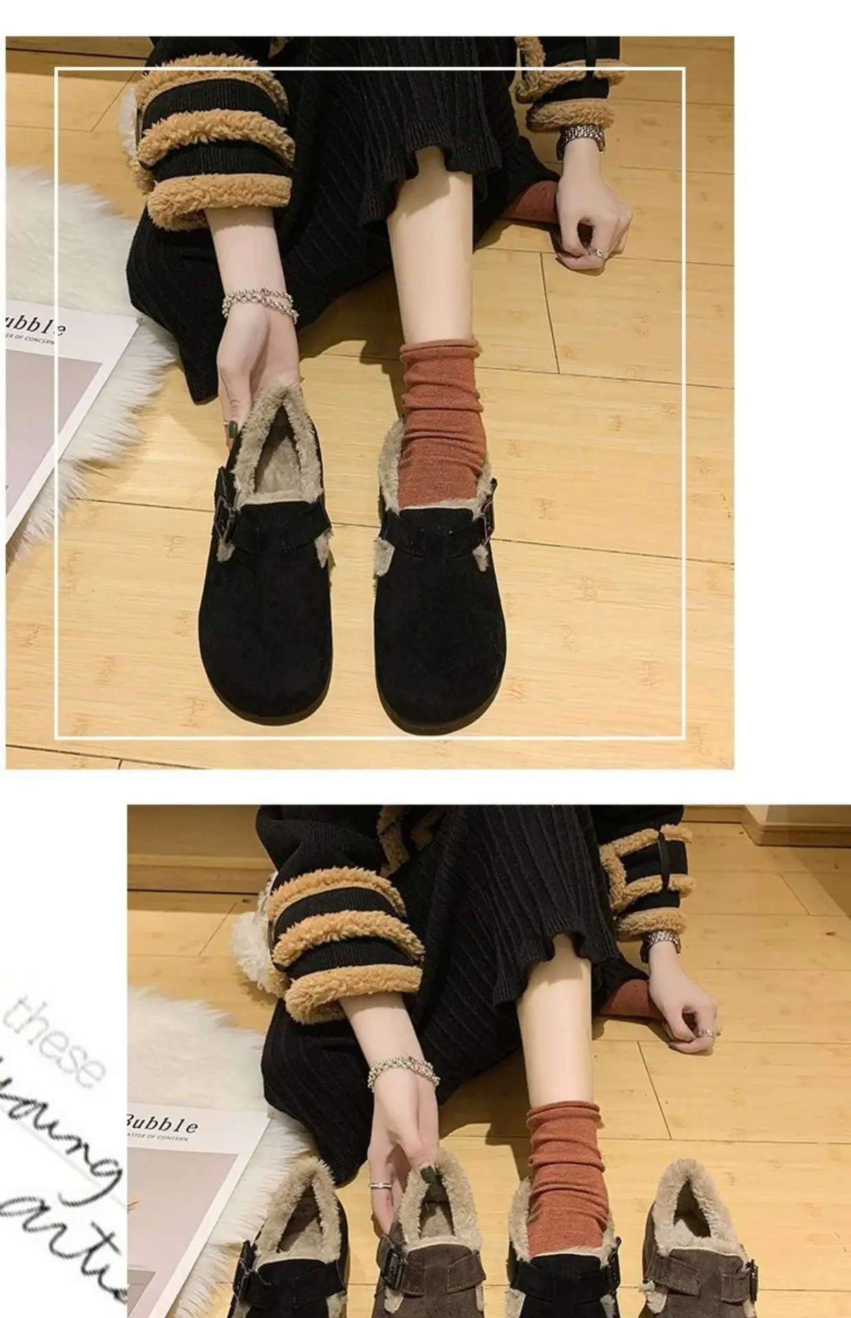 Women Fleece Lined Short Snow Boots Brown Winter — feature 6