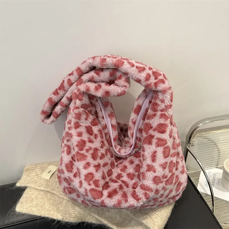 Leopard Print Plush Women's Shoulder Bag Winter Autumn - Image 7