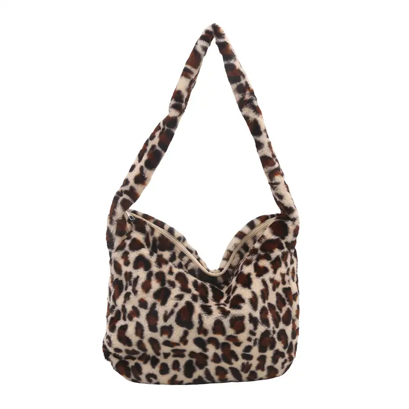 Leopard Print Plush Women's Shoulder Bag Winter Autumn - Image 8
