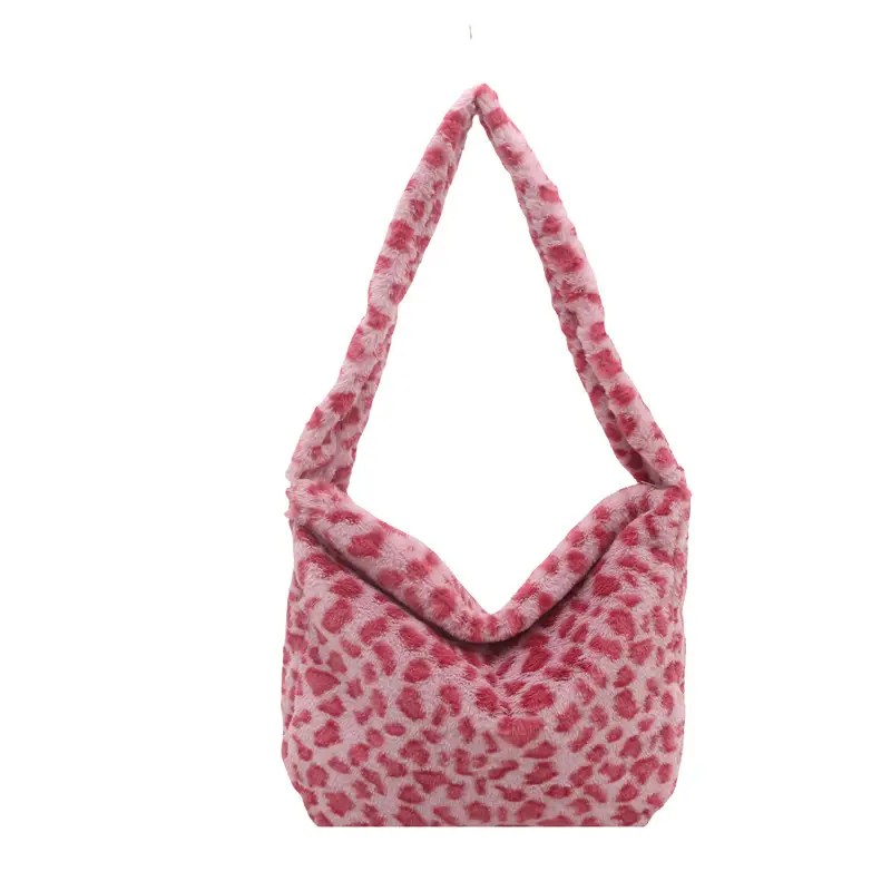 Leopard Print Plush Women's Shoulder Bag Winter Autumn - Image 2