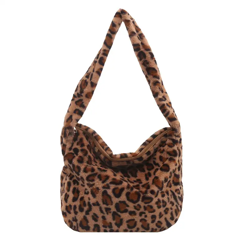 Leopard Print Plush Women's Shoulder Bag Winter Autumn - Image 3