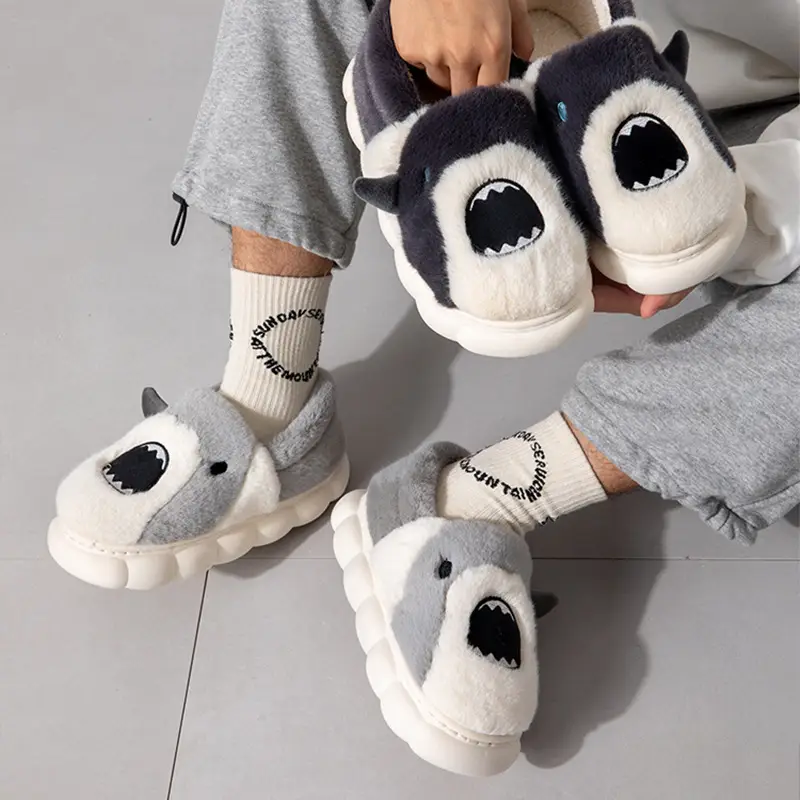 Nanbo Wan Cute Cartoon Cotton Slippers Women's Winter Home Indoor Plush Warm fleece-lined Thick Bottom Non-Slip Slippers for Men - Image 4