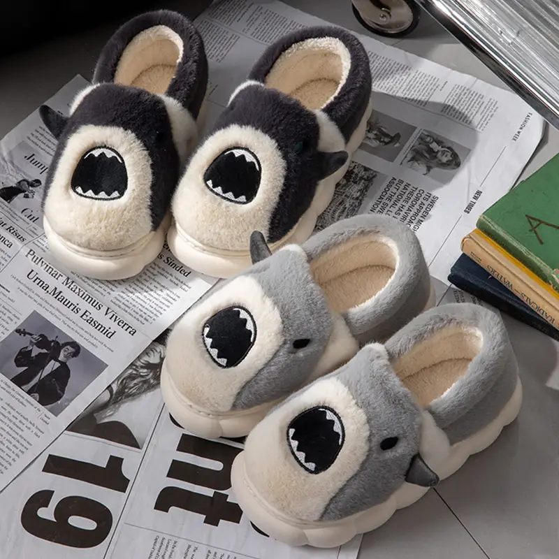 Nanbo Wan Cute Cartoon Cotton Slippers Women's Winter Home Indoor Plush Warm fleece-lined Thick Bottom Non-Slip Slippers for Men - Image 5