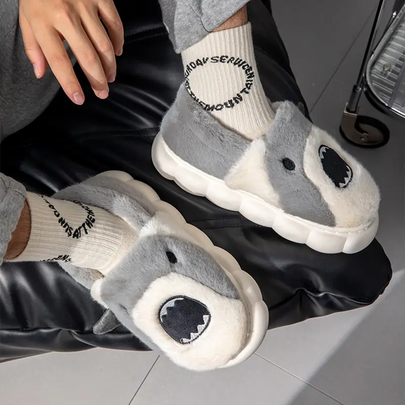 Nanbo Wan Cute Cartoon Cotton Slippers Women's Winter Home Indoor Plush Warm fleece-lined Thick Bottom Non-Slip Slippers for Men - Image 6