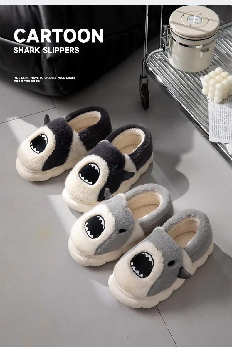 Nanbo Wan Cute Cartoon Cotton Slippers Women's Winter Home Indoor Plush Warm fleece-lined Thick Bottom Non-Slip Slippers for Men — feature 10