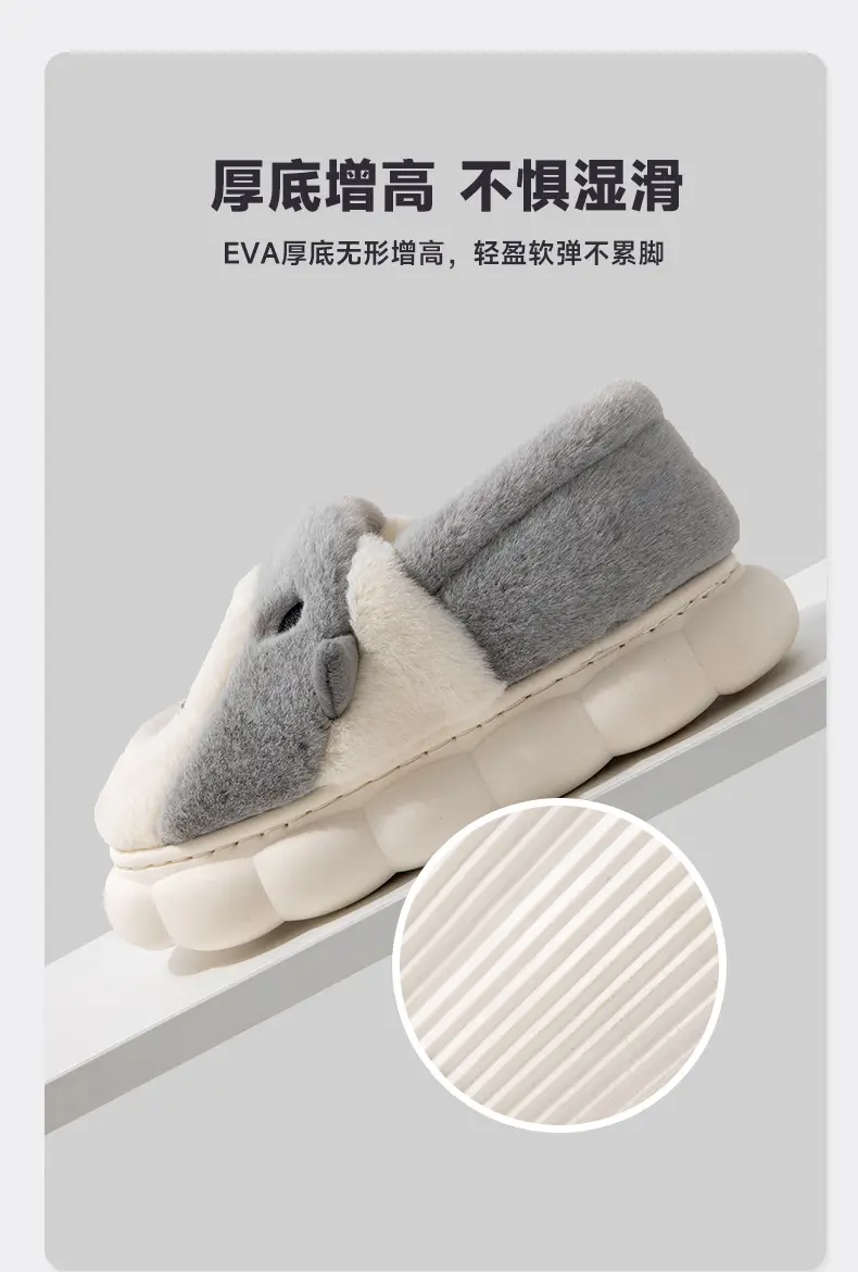 Nanbo Wan Cute Cartoon Cotton Slippers Women's Winter Home Indoor Plush Warm fleece-lined Thick Bottom Non-Slip Slippers for Men — feature 4