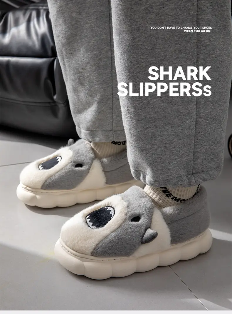 Nanbo Wan Cute Cartoon Cotton Slippers Women's Winter Home Indoor Plush Warm fleece-lined Thick Bottom Non-Slip Slippers for Men — feature 8