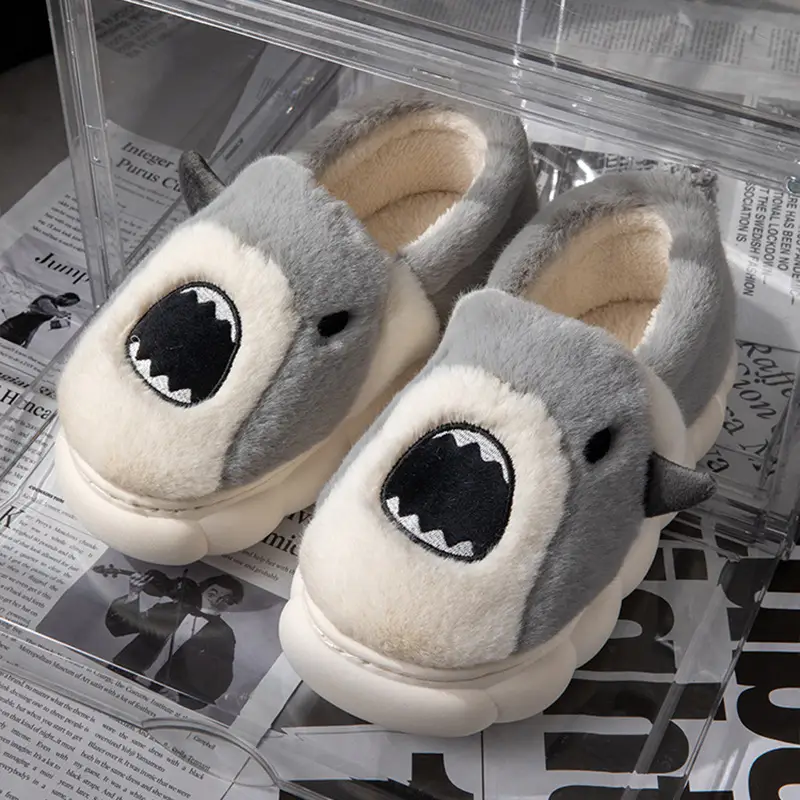 Nanbo Wan Cute Cartoon Cotton Slippers Women's Winter Home Indoor Plush Warm fleece-lined Thick Bottom Non-Slip Slippers for Men - Image 2