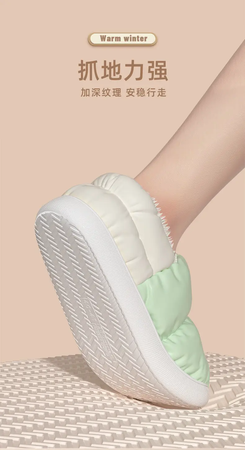 Down cloth cotton slippers women's bag heel waterproof indoor cotton shoes thick-soled household slippers warm cotton shoes men's wholesale — feature 4